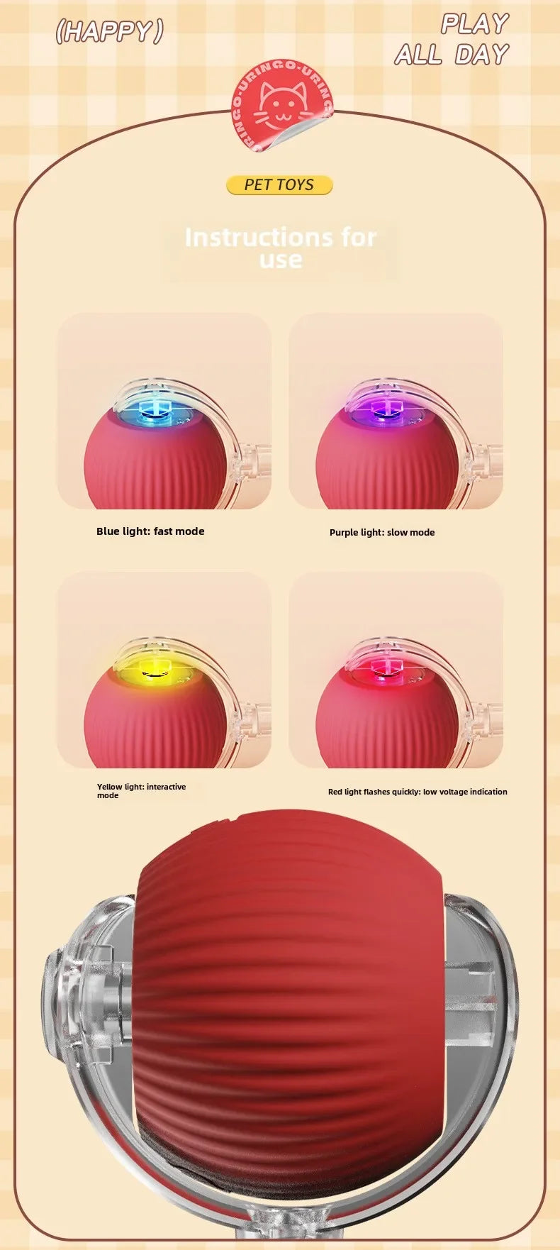 Palla Automatica Interattiva per Cuccioli e Gatti